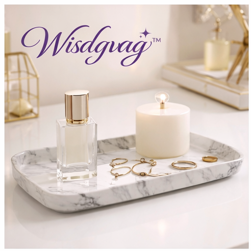 Wisdgvag™ Modern Marble Pattern Ceramic Tray – Decorative Vanity Organizer Dish
