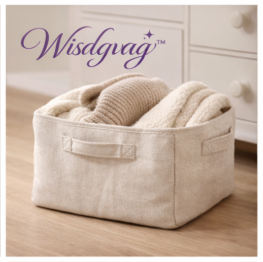 Wisdgvag™ Linen Fabric Storage Basket – Foldable Closet Organizer Bin
